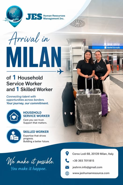 ARRIVAL TODAY IN MILAN! 🇮🇹